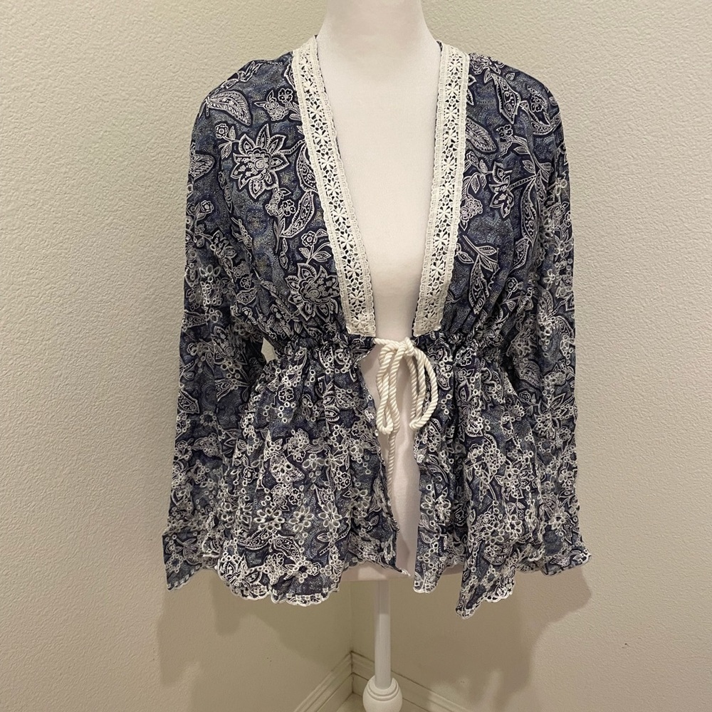 NWT Womens Free People Blue and White Top Size XS​​​​​​​